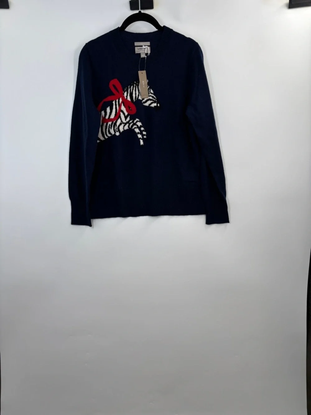 J.Crew Cashmere classic-fit crewneck sweater in zebra intarsia CO586